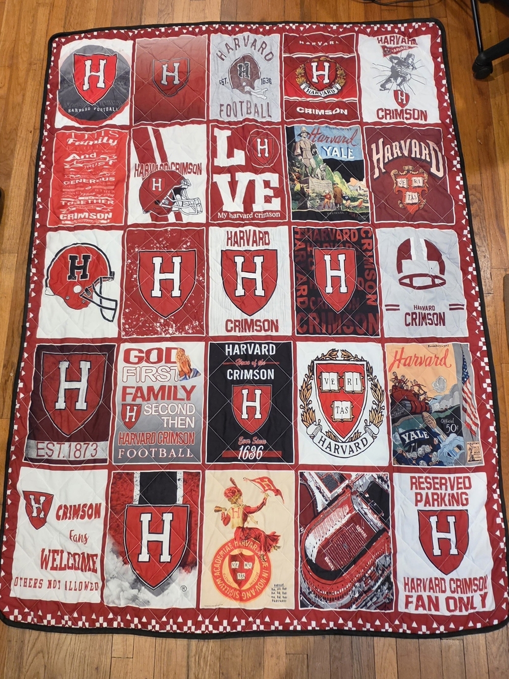 Harvard Crimson Quilted Throw Blanket 56x78 Collage NCAA College Bedding